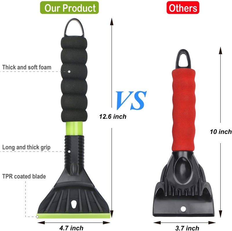 Nibule Oversized Ice Scrapers for Car Windshield, Snow Brush Scrapers Car Window Frost Removal with Foam Handle, 4.7Inch Large Soft Blade for SUVs Trucks-Scratch（1pc） - Image 4
